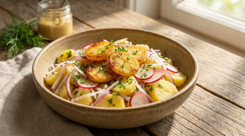 Knusprig frischer Erdäpfelsalat mit Rettich schenkt Frühlingsfreude
